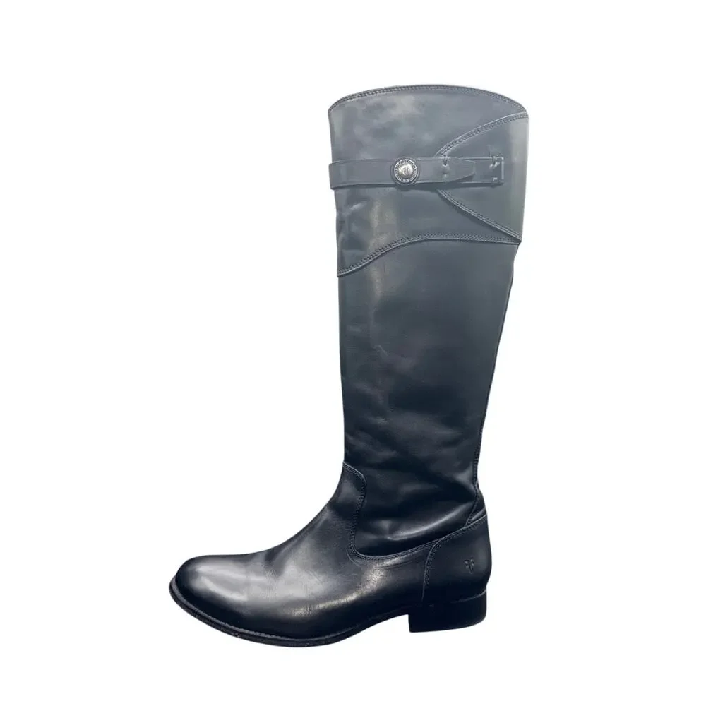 Frye Molly Button Tall Riding Boots Black Leather Women’s Size 10 B